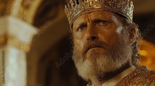 Majestic King Portrait with Golden Crown and Beard photo