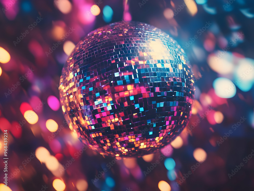 Glowing Disco Ball Lights Up Colorful Party Background Glowing Disco Ball Lights Up Colorful Party Background