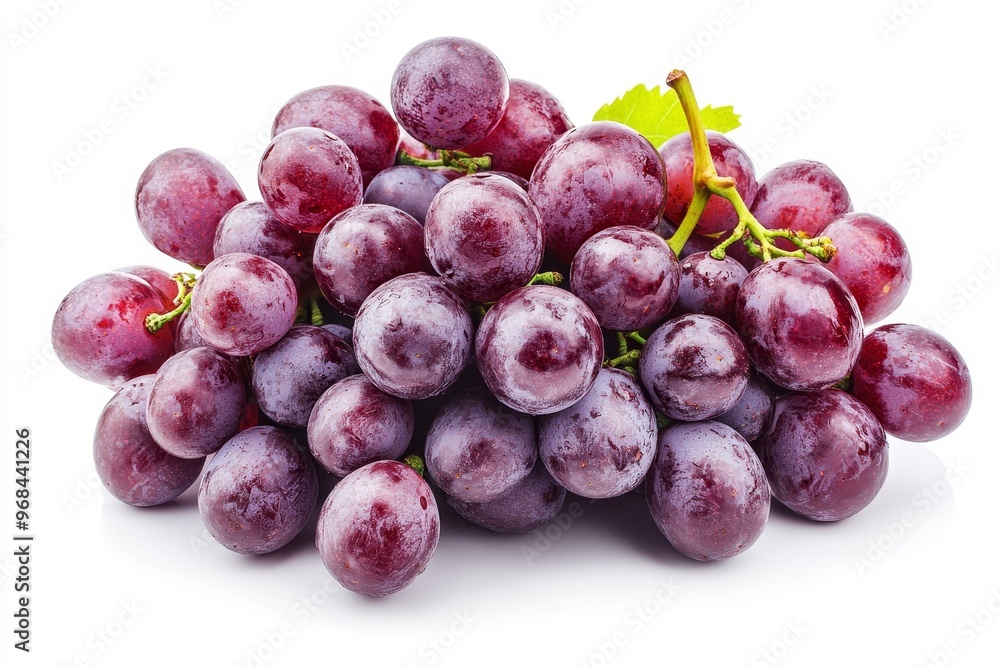 A bunch of red grapes, freshly picked, isolated on a white background. The grapes are plump, juicy, and ready to eat. This image is perfect for use in food blogs, recipes, and websites. A bunch of red grapes, freshly picked, isolated on a white background. The grapes are plump, juicy, and ready to eat. This image is perfect for use in food blogs, recipes, and websites.