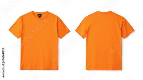 Orange T Shirt Mockup   Front and Back View