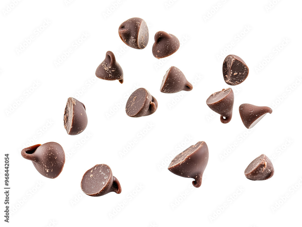 Fototapeta premium Chocolate Chips Scattered On a Transparent Background