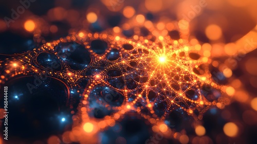 12. The concept of quantum entanglement visualized with entangled particles