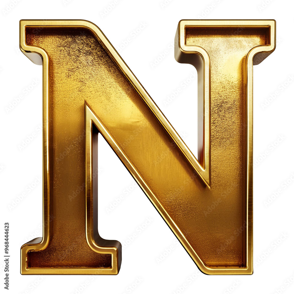 3d golden letter N on white background 3d golden letter N on white background
