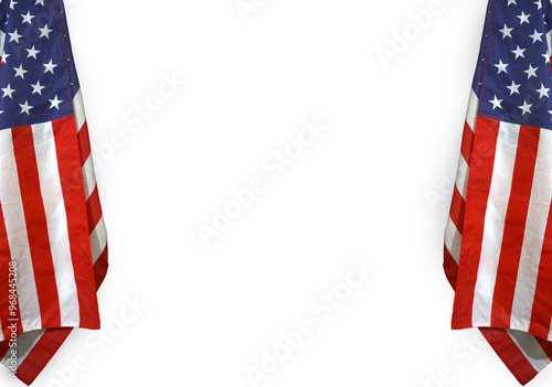 American flag on both sides and copy space in the center, patriotic template transparent png.