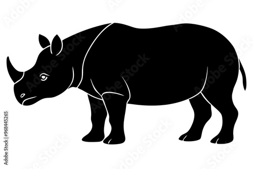 rhinoceros vector silhouette, rhinoceros line art animal