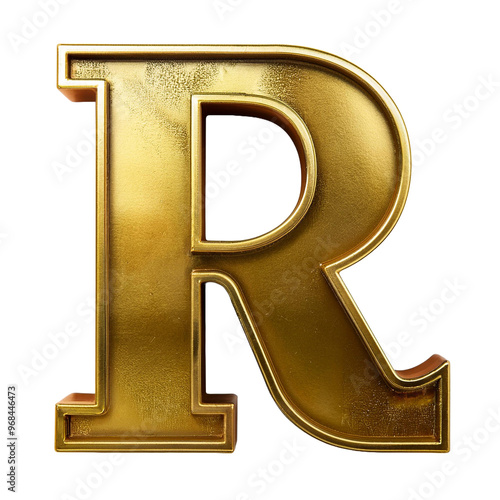 3d golden letter R on white background