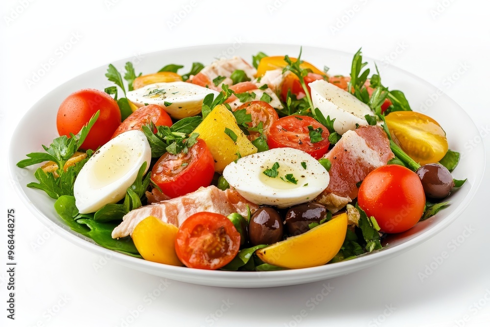 A classic Nicoise salad featuring fresh ingredients like tuna, olives, tomatoes, eggs, and greens. This healthy and flavorful dish is a perfect choice for a light lunch or dinner. A classic Nicoise salad featuring fresh ingredients like tuna, olives, tomatoes, eggs, and greens. This healthy and flavorful dish is a perfect choice for a light lunch or dinner.