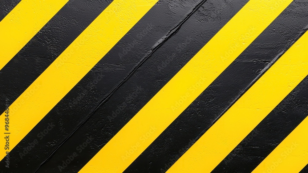 Fototapeta premium Black and Yellow Diagonal Stripes Warning Pattern Texture Background
