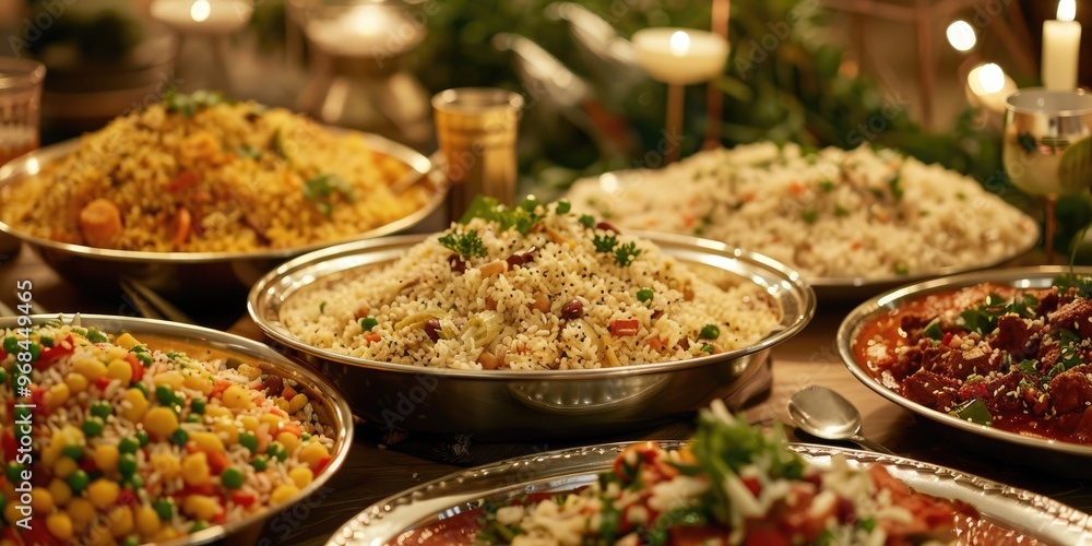 Obraz premium Assorted Pilaf Dishes on the Table