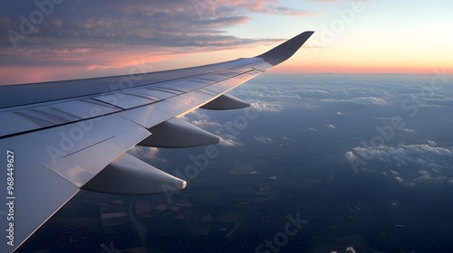 69. The principles of aerodynamic lift and drag on an airplane wing photo