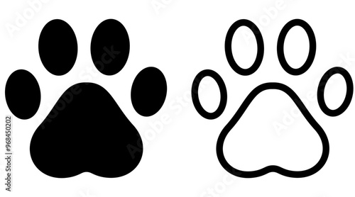 肉球のイラスト　モノクロ