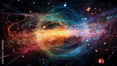 95. A visual representation of the quantum field theory and particle interactions