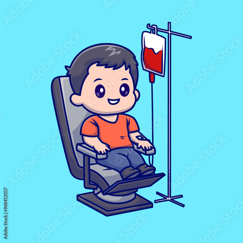 Cute Man Blood Transfusion Cartoon Vector Icon Illustration.
People Healthy Icon Concept Isolated Premium Vector. Flat
Cartoon Style
