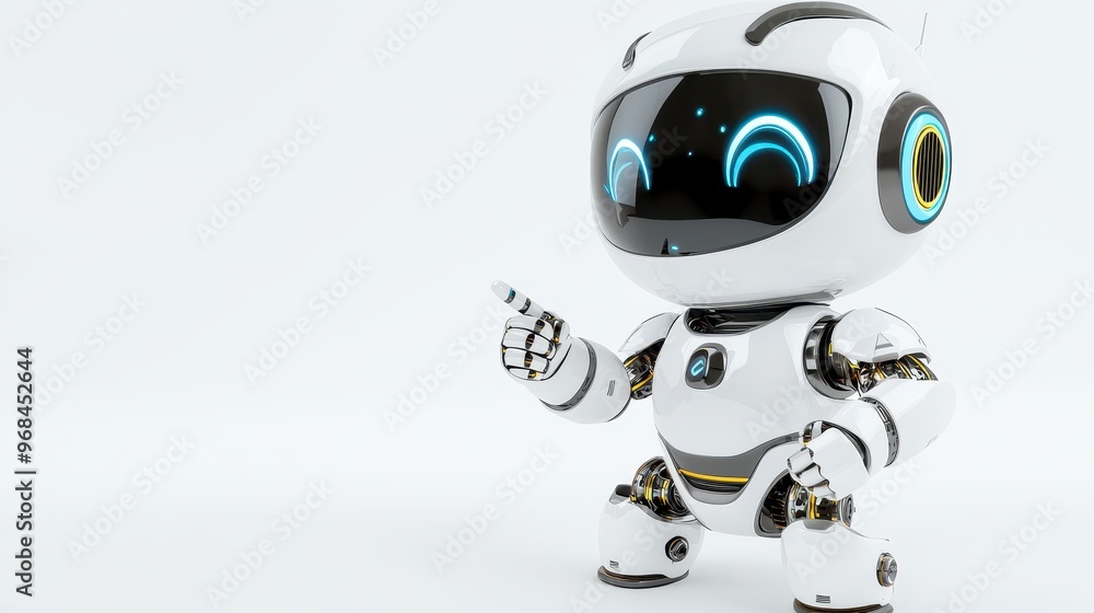 Friendly White Robot Pointing with Copy Space Friendly White Robot Pointing with Copy Space