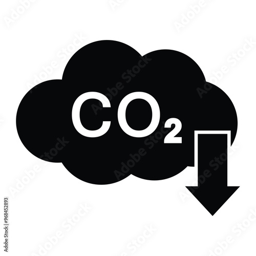CO2 pollution reduction vector icon. Carbon Dioxide. Co2 cloud black silhouette. Ecology and Environment.