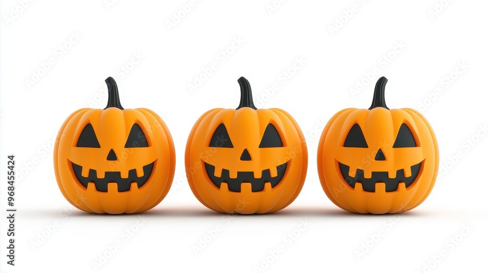 Three Smiling Jack O Lantern Pumpkins for Halloween Three Smiling Jack O Lantern Pumpkins for Halloween