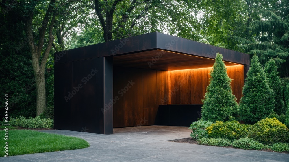 Chic Modern Carport with Sleek Design and Integrated Kitchen Chic Modern Carport with Sleek Design and Integrated Kitchen
