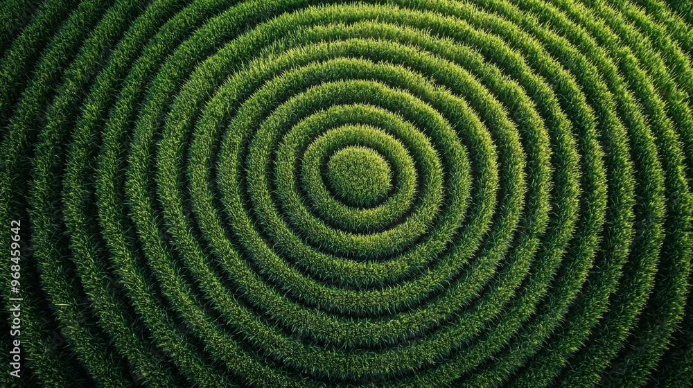 Aerial View of Green Concentric Circles in a Field Aerial View of Green Concentric Circles in a Field