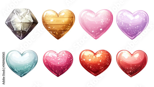 set of heart shaped gems