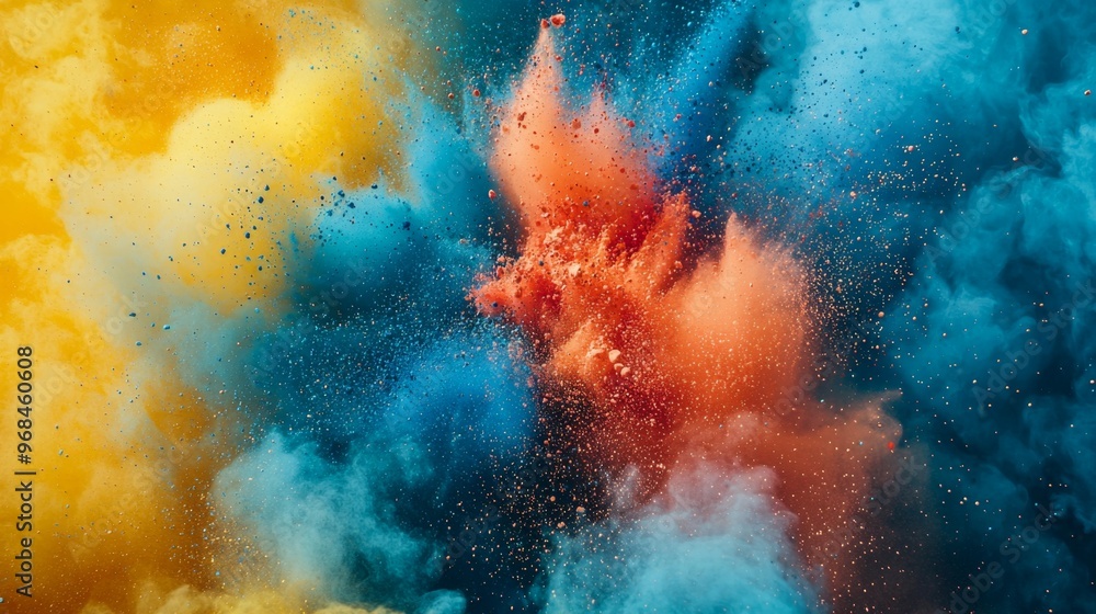 Abstract Colorful Explosion of Powder and Smoke Abstract Colorful Explosion of Powder and Smoke