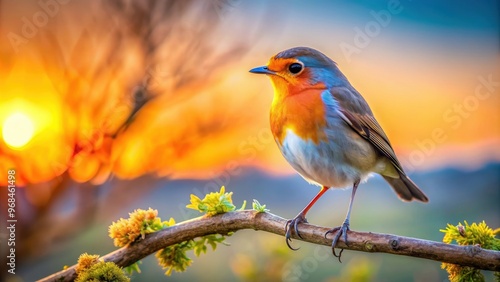 Close-up of an early bird perched on a tree branch at sunrise , early, bird, morning, sunrise, dawn, tree, branch, close-up