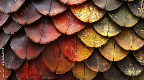 Wallpaper Mural Close-up view of textured scales with varying shades of red, orange, and yellow, showcasing intricate details and natural patterns Torontodigital.ca