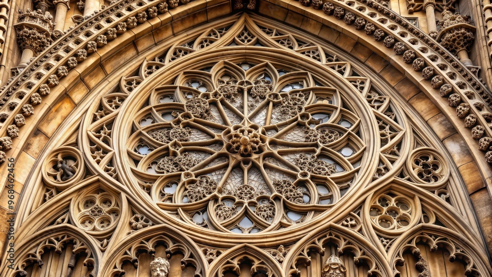 Ornate Gothic architectural pattern with intricate carvings and detailed stonework, Gothic, architecture, pattern