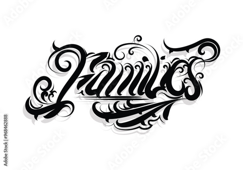 FAMILIES lettering tattoo style design