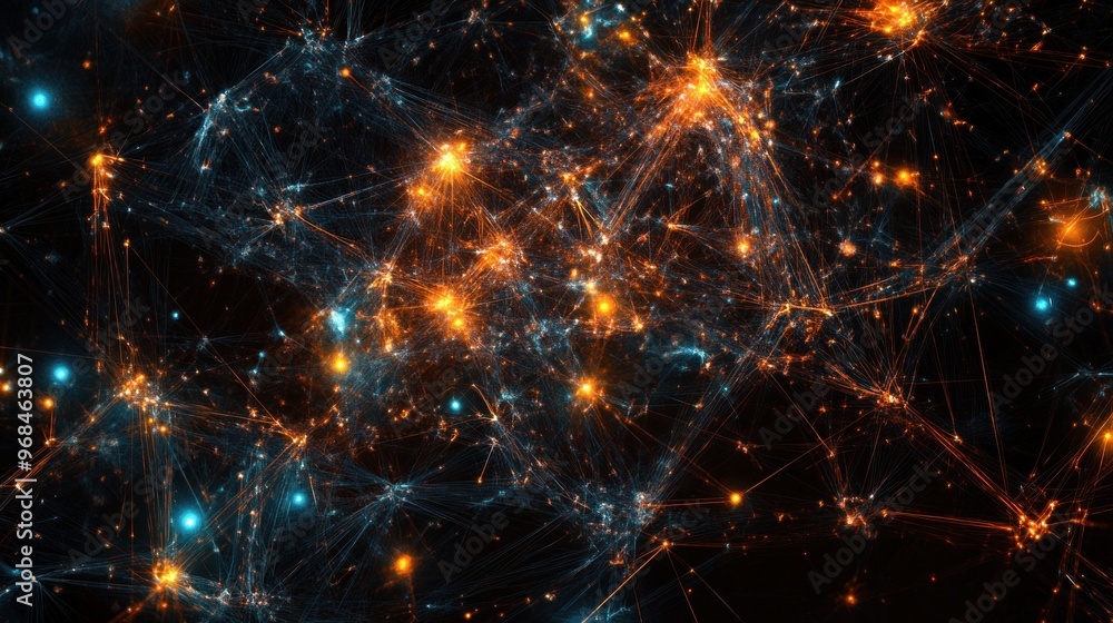 Obraz premium Abstract Network with Glowing Lines and Points
