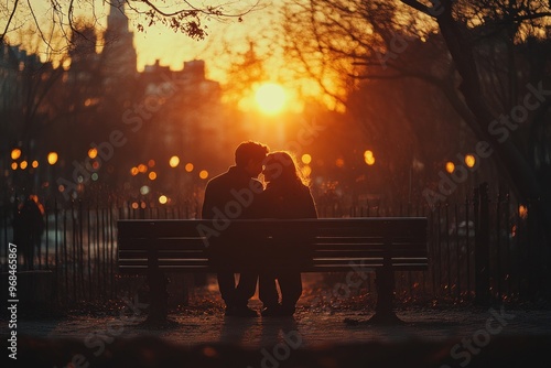 Silhouette of a Couple at Sunset photo