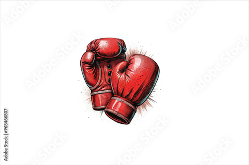 Vector of a fiery red boxing gloves. Boxing gloves on white background.