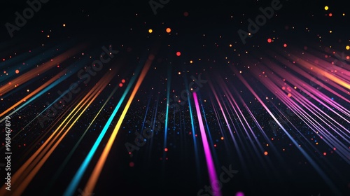 Fototapeta Naklejka Na Ścianę i Meble -  Explore a vibrant animated wallpaper featuring colorful lines that create a dreamy, abstract light effect.