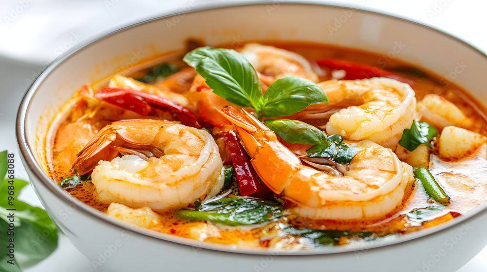 Tom Yum Soup with Shrimp and Basil. Tom Yum Soup with Shrimp and Basil.