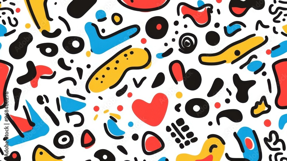 Explore a whimsical doodle pattern thats lively and chaotic, perfect for adding a modern touch to any design project. Explore a whimsical doodle pattern thats lively and chaotic, perfect for adding a modern touch to any design project.