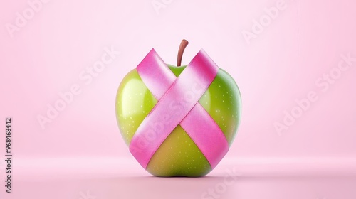 Vibrant illustration highlighting breast cancer awareness with a unique twist featuring penicillium digitatum and apples. photo