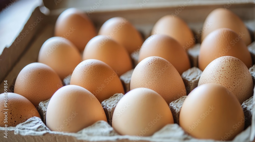 Brown Eggs in a Cardboard Carton Brown Eggs in a Cardboard Carton