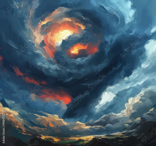 Dramatic Cloudscape with Vibrant Sunset