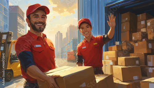 Friendly Delivery Team Smiling at Work