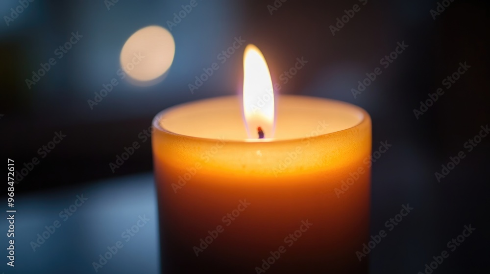 A Single Candle Flame Illuminates a Dark Background A Single Candle Flame Illuminates a Dark Background