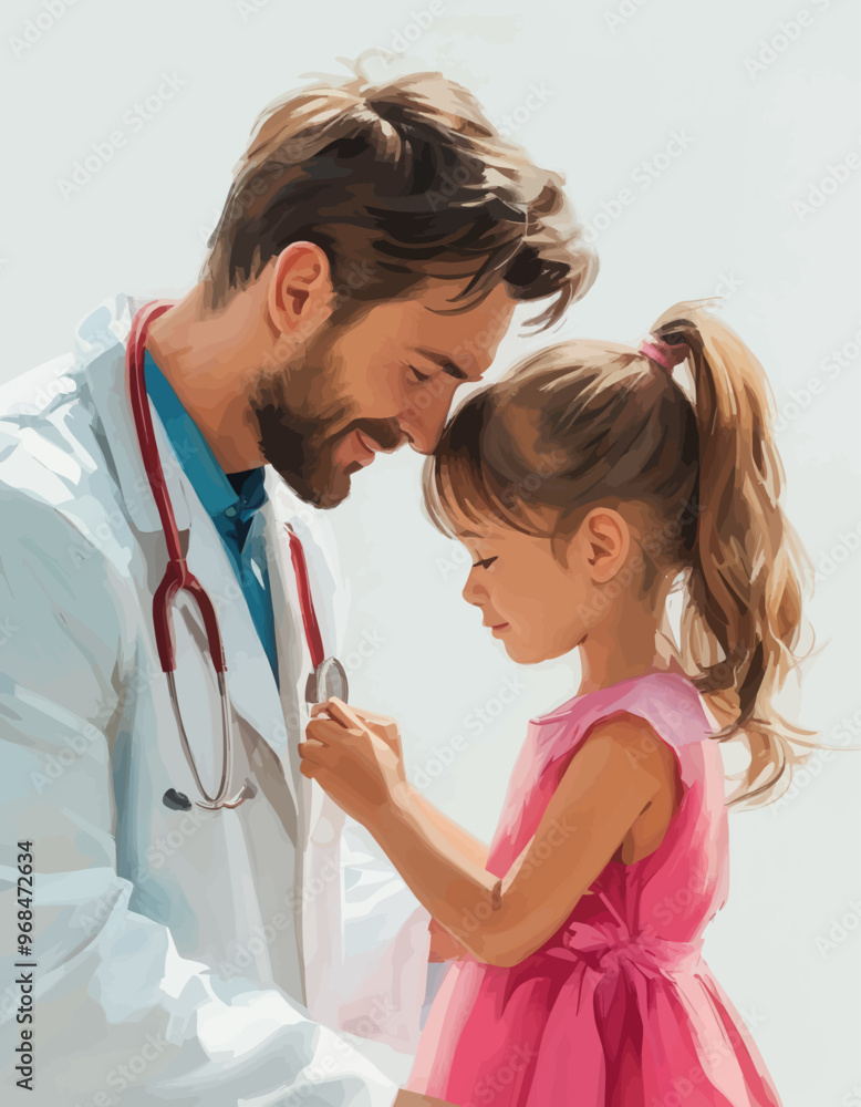 Physician and young girl in a heartwarming moment Physician and young girl in a heartwarming moment