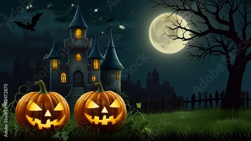 halloween background with pumpkin