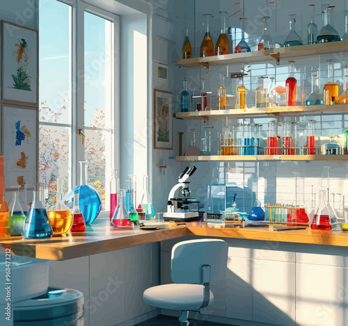 Scientific Laboratory with Various Chemicals and Equipment