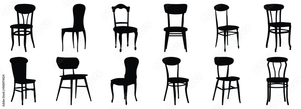 Chair silhouette set vector design big pack of chair illustration and icon Chair silhouette set vector design big pack of chair illustration and icon