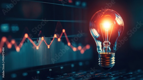 Illuminating Financial Insights Visualizing Market Data on Glowing Lightbulb