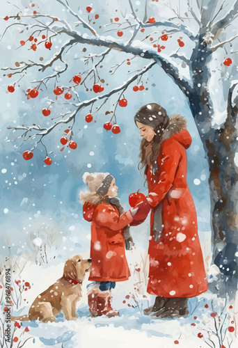 Winter's Embrace: A Mother-Daughter Moment