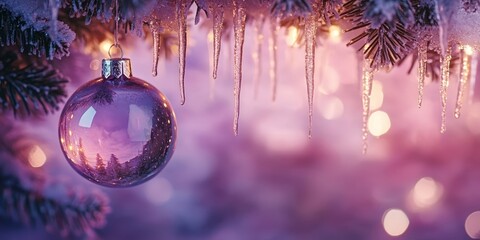 Merry Christmas and Happy New Year bright colorful composition. Xmas background with festive decorative elements. Festive banner and web poster, greeting card, flyer and brochure