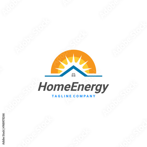 Solar energy home logo design. Solar panel vector illustration.