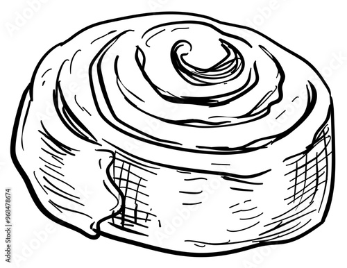 cinnamon roll cake handdrawn illustration