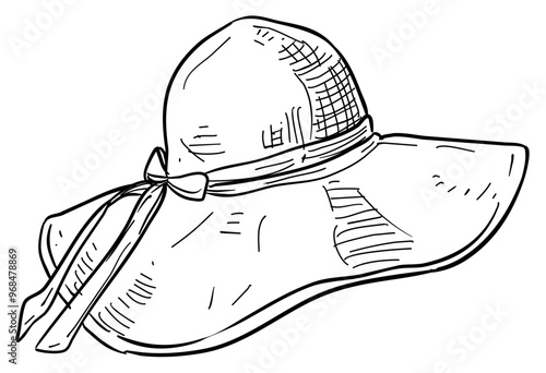 beach hat handdrawn illustration