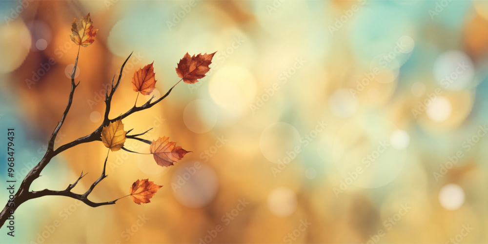 Vector autumn background, branches with autumn leaves, blur and bokeh effect Vector autumn background, branches with autumn leaves, blur and bokeh effect